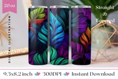 Neon Tropical Tumbler Sublimation Design, Floral Tumbler Product Image 1