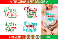 4 Christmas SVG Designs, Christmas SVG Cut file design Product Image 1