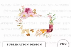 Watercolor Autumn Flowers frame png Product Image 1