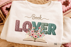 Book Lover PNG Design, Book Lover Floral PNG Design Knitted Product Image 1