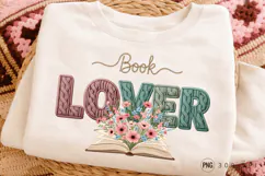 Book Lover PNG Design, Book Lover Floral PNG Design Knitted Product Image 1