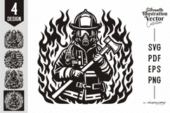 Firefighter Silhouette Vector Illustration Product Image 1