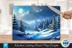 Winter Scene Cutting Board Sublimation Design Product Image 1