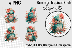 Summer Tropical Birds Clipart Bundle, 44 PNG Product Image 2
