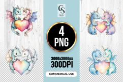Unicorn Dragon Heart Clipart Sublimation PNG Product Image 1