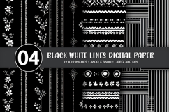 Black White Lines Digital Paper Product Image 1