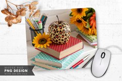 Leopard Print Apple Sunflowers and Pencils Mouse Pad PNG Product Image 1