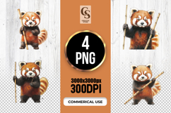 Red Panda With Bamboo Clipart Sublimation PNG Product Image 1
