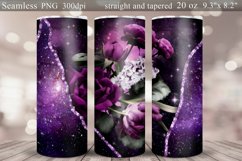 Galaxy Glitter Roses Tumbler Seamless Wrap Sublimation Product Image 1