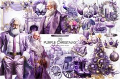 Charm Purple Christmas Clipart Bundle, Set of 20 Png Bundle Product Image 1