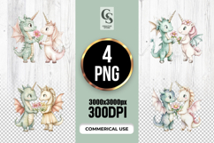 Unicorn Dragon Flower Clipart Sublimation PNG Product Image 1