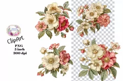 Flowers, Junk Journal, PNG, Clipart, Ephemera, Botanical Product Image 1