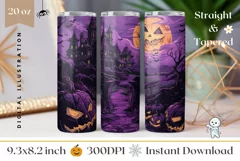 Halloween Tumbler Design, Creepy Castle Tumbler Wrap Product Image 1