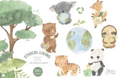 Animals watercolor clipart. Zero waste and eco Product Image 1