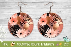 Boho Earrings, Boho Flowers Round Earrings Template Product Image 1