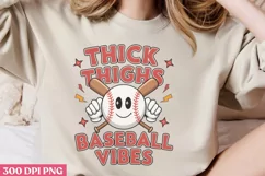 Thick thighs baseball vibes PNG,Retro Baseball Png Product Image 2