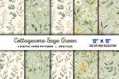Cottagecore Sage Green Daisy Paper JPG Product Image 1