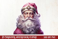 Vintage Black Pink Santa Claus Sublimation Clipart Product Image 1