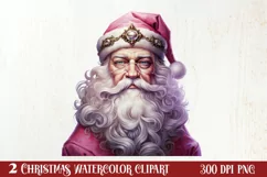 Vintage Black Pink Santa Claus Sublimation Clipart Product Image 1