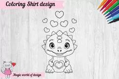 Valentine's Day Coloring Shirt SVG, dinosaur svg Product Image 2