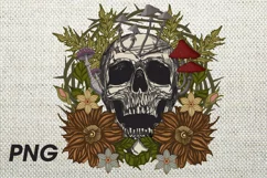 skull in png flowers skull with mushrooms png boho skull png Product Image 1