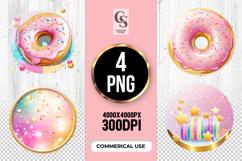 Pink Donut Sprinkle Frame Clipart Sublimation PNG Product Image 1