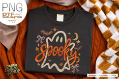 Spooky Ghost PNG DTF Faux Embroidery Girly Halloween Design Product Image 7