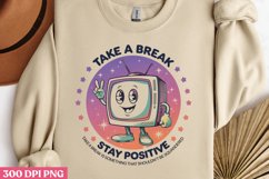 Stay Positive PNG, Retro Positive Sublimation PNG Product Image 1