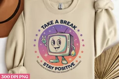 Stay Positive PNG, Retro Positive Sublimation PNG Product Image 1