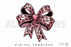 Coquette Leopard Valentines Bow Sublimation PNG Product Image 1