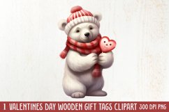 Valentines Day Bear Sublimation Clipart, Valentines Day PNG Product Image 1