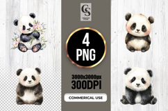 Cute Panda With Flowers Clipart Sublimation PNG Product Image 1