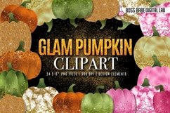 Glam Pumpkin Clipart: "Glitter Pumpkins CLIPART" Product Image 1