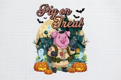 Vintage Halloween Animals Sublimation, Pig or treat Product Image 1