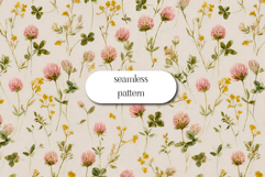 Watercolor Clover and Wildflower Seamless Pattern Product Image 1