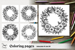 Floral wreath coloring pages Product Image 1