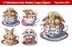 Valentines Day Bunny Cups Clipart PNG Product Image 1