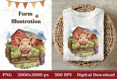 Watercolor Baby Pig Illustration, Watercolor Farm PNG Product Image 1