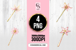 Watercolor Magic Wand Clipart Sublimation PNG Product Image 1