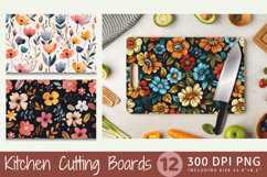 Cute Boho Flowers Cutting Boards sublimation Design Product Image 1
