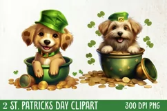 St Patricks Day Dog with Gold Coin Clipart, St Patricks Day Product Image 1