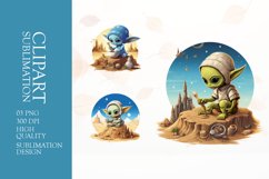 Cute alien clipart sublimation png Product Image 1