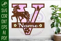 Unicorn Capital Monogram Letter name sign V SVG Product Image 1