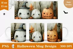 Cute Halloween Mug PNG, Cartoon Pumpkins Coffee Mug Wrap Product Image 1