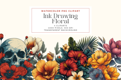 Watercolor Ink Drawing Floral Cliparts Product Image 1