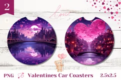 Valentine Car Coaster Sublimation Designs, City of Love PNG Product Image 1