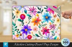 Colorful Flowers Cutting Board Sublimation Design Product Image 1