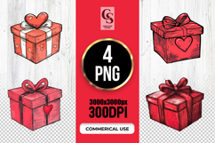 Heart Gift Box Clipart Sublimation PNG Product Image 1