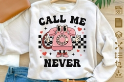 Call Me Never PNG, Retro Valentine Phone Clipart Product Image 1