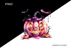 Halloween Pink Pumpkin Clipart Product Image 1
